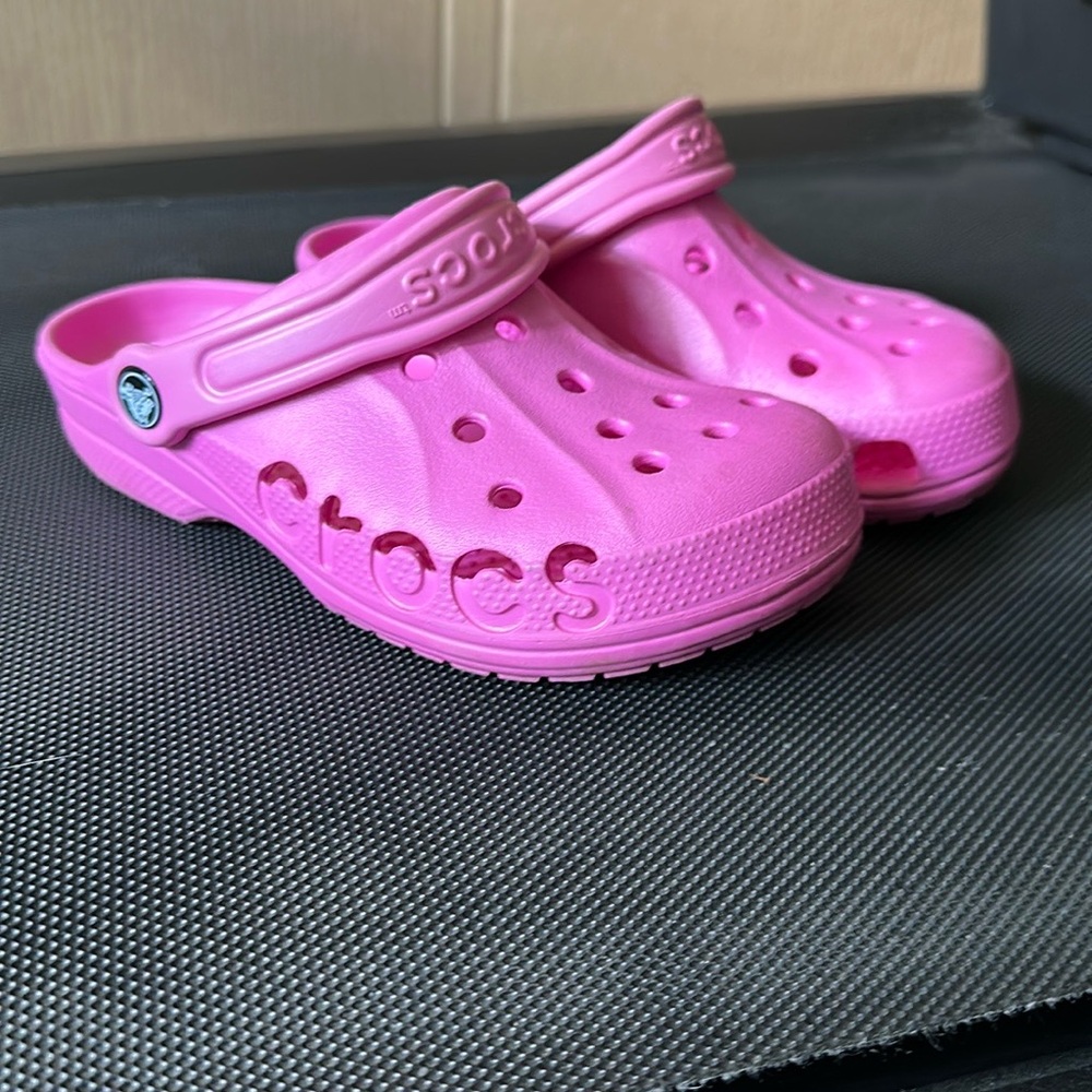 CROCS Pink Slippers with Perforated Design